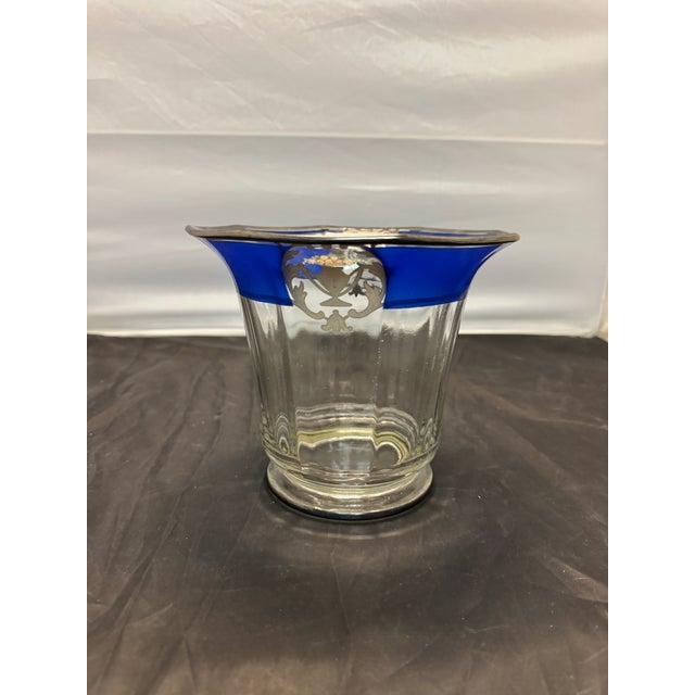 Vintage Westmoreland Glass Cobalt Blue & Silver Overlay Candy Dish Floral Urn For Sale In New York - Image 6 of 11