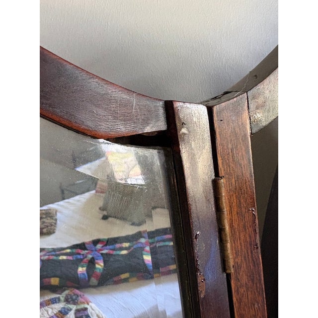 Wood Antique Trifold Vanity/Table Mirror For Sale - Image 7 of 7