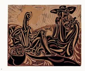 1962 Pablo Picasso Linocut Engraving "After the Vintage"