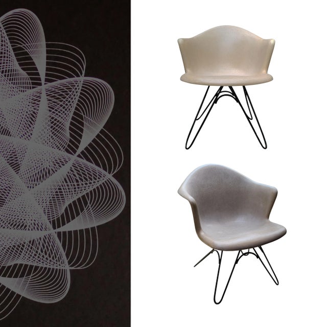 Metal Pair of Fiberglass Armchairs With Angled Profiles in the Style of Lawrence Peabody For Sale - Image 7 of 11