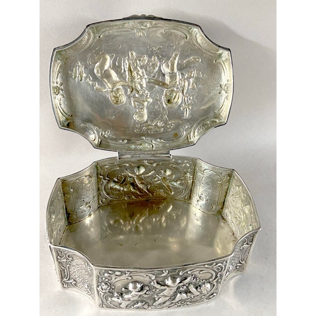 Late 19thC European Hanau Rococo Silver Trinket Box - 1 Pc For Sale - Image 11 of 16