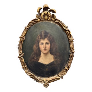 Pedro Sáenz Sáenz, Málaga Female Portrait, 1890s, Oil on Canvas, Framed For Sale