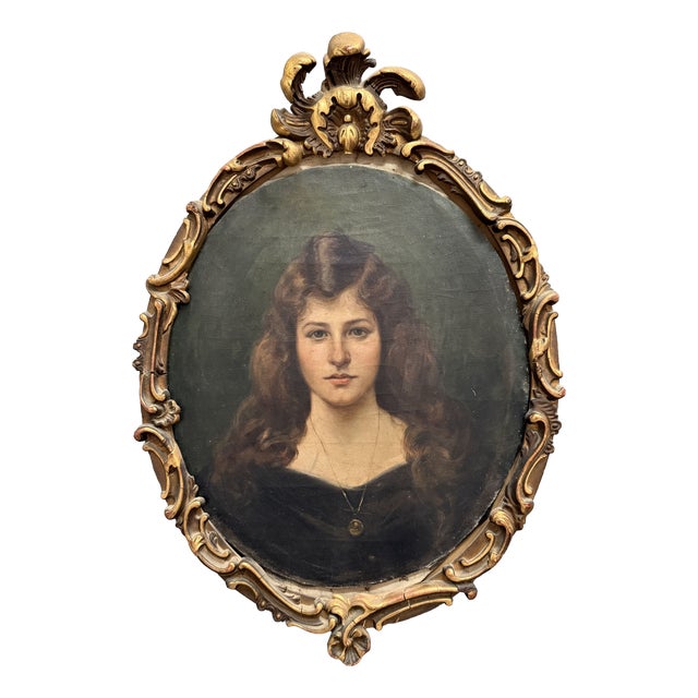 Pedro Sáenz Sáenz, Málaga Female Portrait, 1890s, Oil on Canvas, Framed For Sale