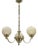 Vintage Art Deco Brass Chandelier with Textured Glass Globes, 1930s For Sale