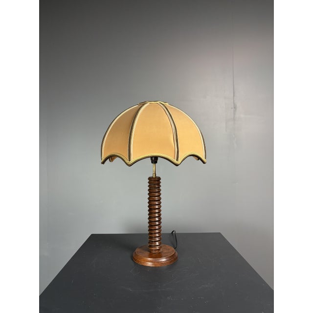 Mid-Century Modern French Brutalist Turned Wood Mushroom Table Lamp in the style of Charles Dudouyt, 1950s For Sale - Image 16 of 16