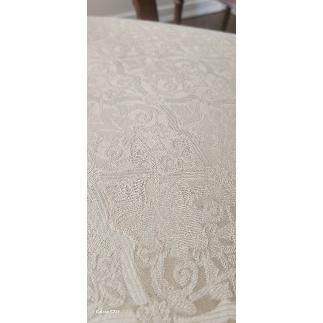 Drexel Heritage Set. Traditional Table and Chairs, Damask ivory/beige fabric with wood detailing throughout! Ball and claw...