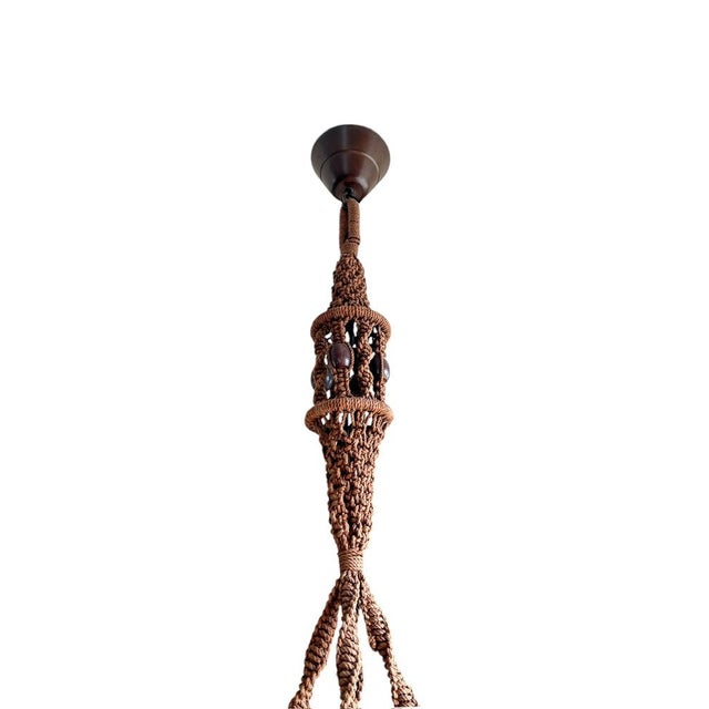 Braided Macramé Sisal and Marbled Glass Globe Pendant Lamp by Temde, 1970s For Sale - Image 17 of 18