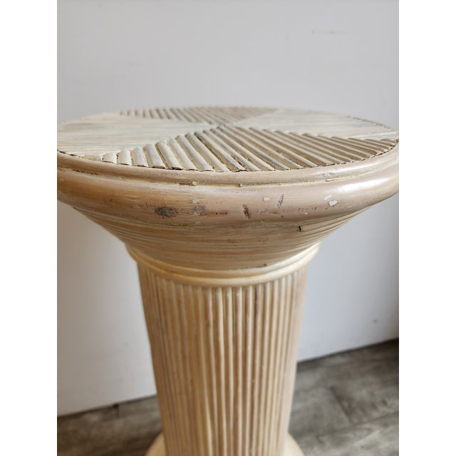 Vintage Split Reed Rattan Pedestal Column - Gabriella Crespi Style Plant Stand For Sale - Image 12 of 13