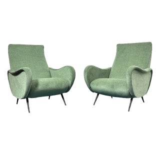 Italian Lady Lounge Chairs Attributed to Marco Zanuso, 1960s, Set of 2 For Sale