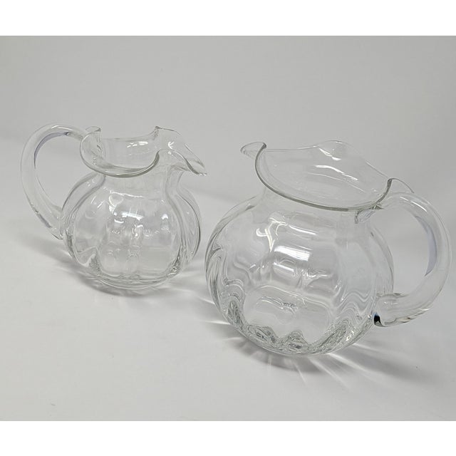 American Vintage 1990s Tiffany & Co Handblown Devon Pitchers - A Pair For Sale - Image 3 of 15