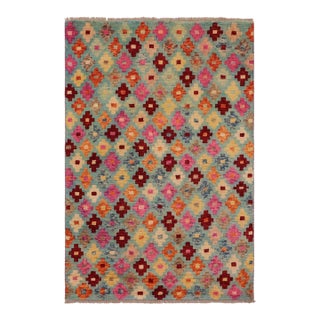 Boho Chic Balochi Jayvon Blue/Red Wool Rug - 3'2''x4'10'' For Sale