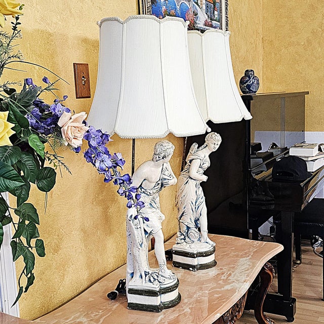 Vintage Neoclassical Figural Table Lamps Greco-Roman Sculptural Lamps - Pair For Sale - Image 4 of 18