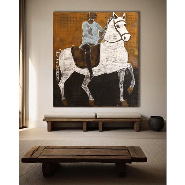 This large figurative oil painting is a reinterpretation of the statue in the Musei Capitolini in Rome, Equestrian statue...