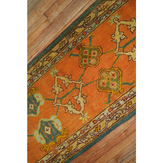 Pumpkin Orange Long Antique Oushak Runner For Sale - Image 4 of 6