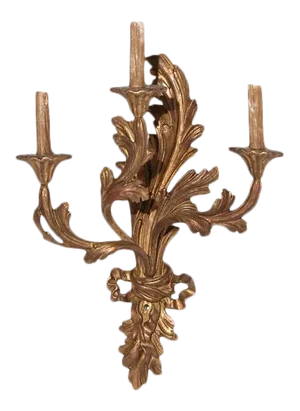 Vintage Italian Hand Carved Wood Sconce With Leaf and Ribbon Design
