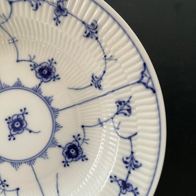 Boho Chic Vintage Royal Copenhagen Blue Fluted Musselmalet Riflet Soup Bowl For Sale - Image 3 of 5