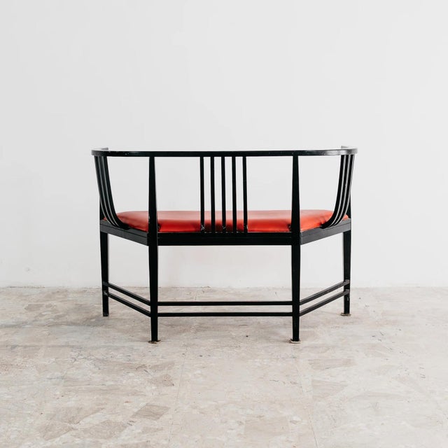 Wood Postmodern Sofa in Wood and Red Leather from Ernest Archibald Taylor For Sale - Image 7 of 10