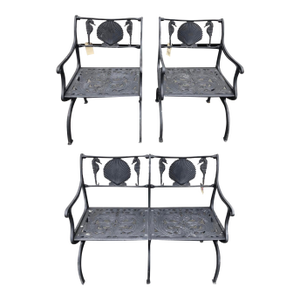 Mid 20th Century Hollywood Regency Molla Seahorse and Scallop Shell Patio Set, 3 Pieces