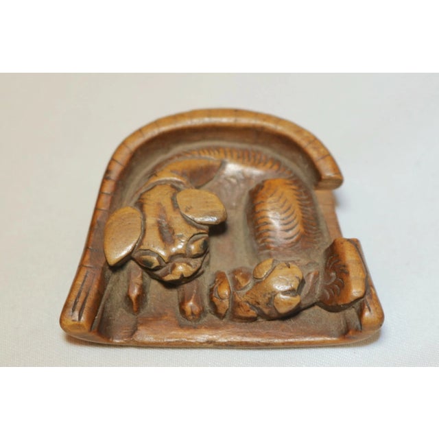 Rare Antique Handmade 1800's Japanese Foo Dogs Boxwood Inro Netsuke Carved Wood For Sale In New York - Image 6 of 9