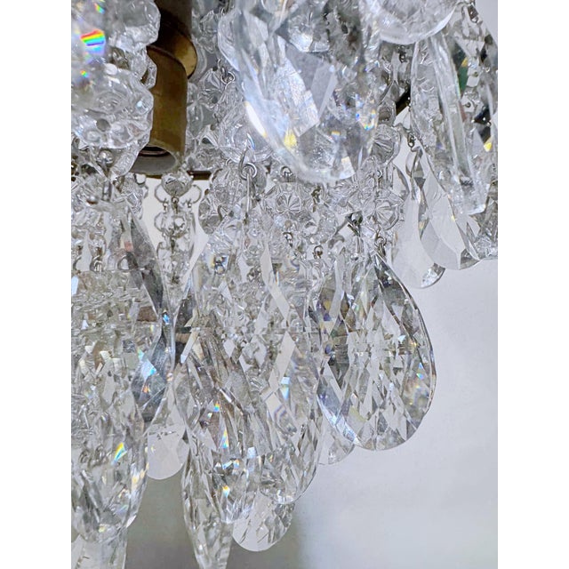 Brass Vintage Crystal Teardrop Chandelier With Embossed Cherub Brass Crown For Sale - Image 8 of 11