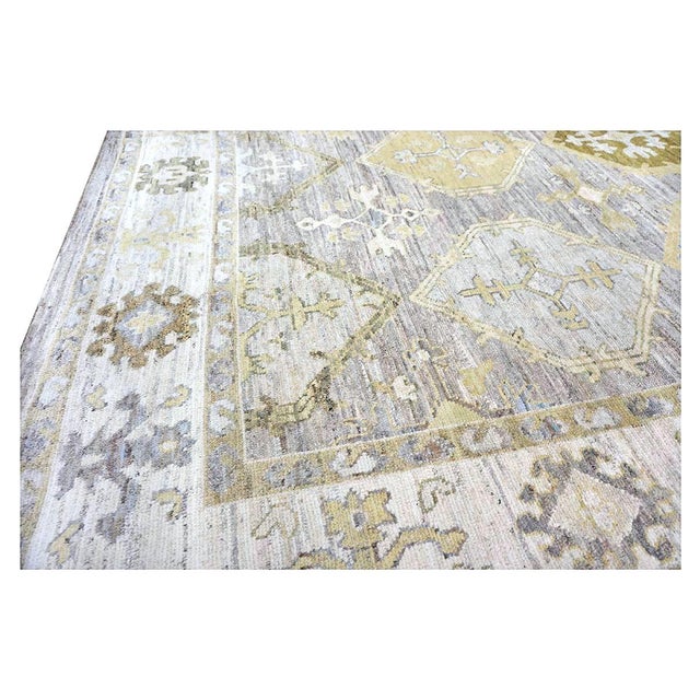 21st Century Turkish Oushak 11x15 Grey, Ivory, Olive & Yellow Handmade Area Rug #1144074 For Sale - Image 10 of 14