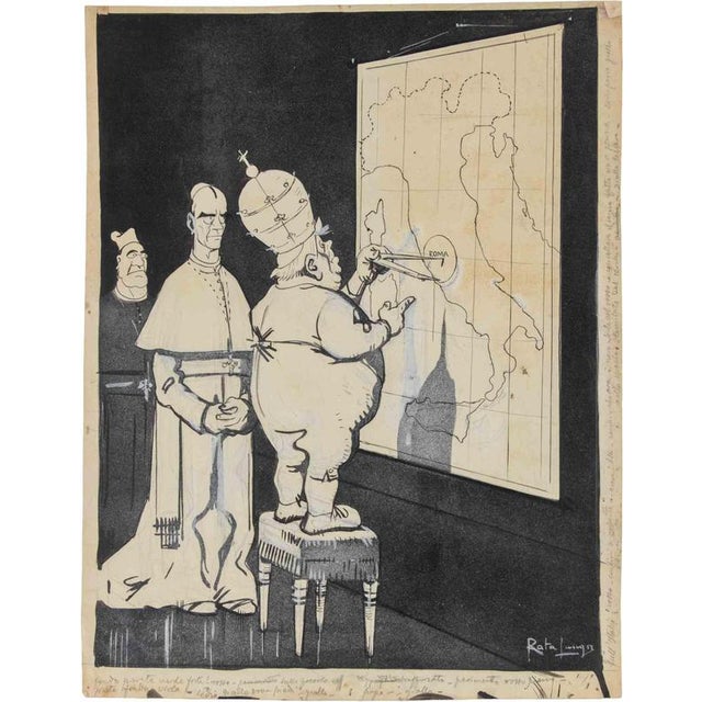 Gabriele Galantara, Rome, 1908, Watercolor Drawing For Sale
