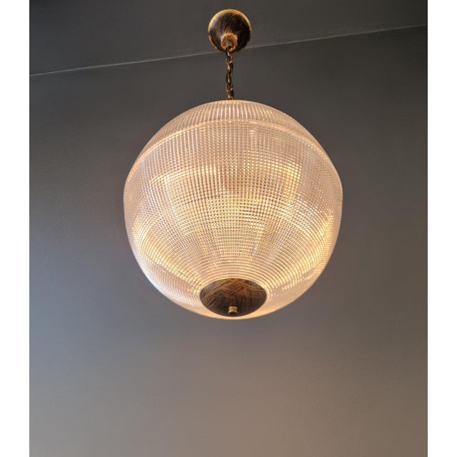 Art Deco Paris Street Lamp Style Prismatic Glass Globe Pendant Chandelier For Sale - Image 4 of 11