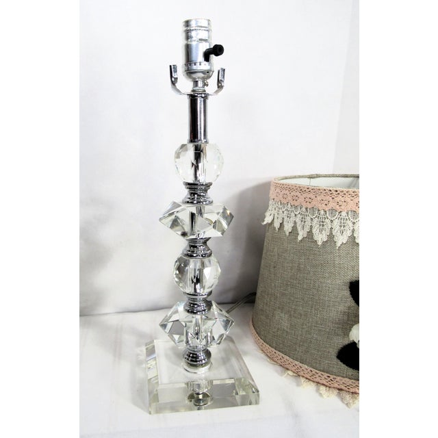 Vintage Glass Ball Lamp + Shabby Chic Shade For Sale - Image 10 of 15