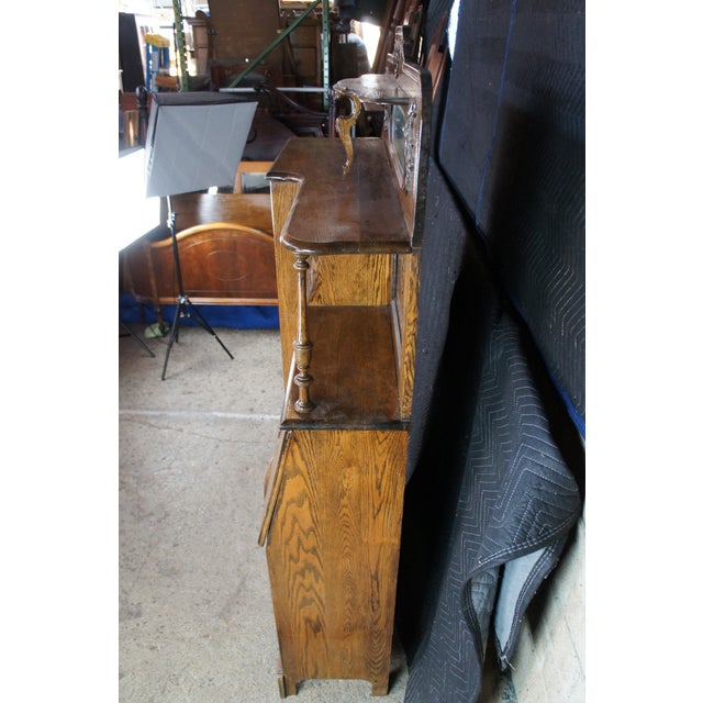 Antique Quartersawn Oak Side by Side Secretary Desk Bookcase Curio Cabinet For Sale - Image 10 of 13
