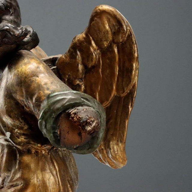 Angels in Carved, Lacquered and Gilded Wood, Set of 2 For Sale - Image 13 of 16