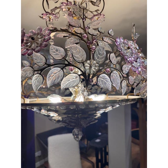Cut Glass Floral Chandelier from Maison Bagués, 1950s For Sale - Image 4 of 7
