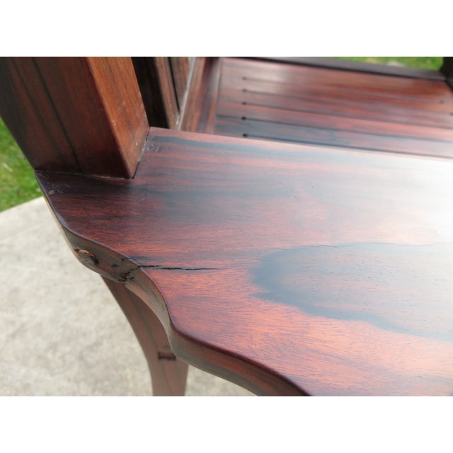 Vintage ~ Mortise Tenon Arts & Crafts Style ~ Exotic Wood Arm Chair Pair ~ Ziricote Macassar ~ Mid Century Rosewood For Sale - Image 15 of 15