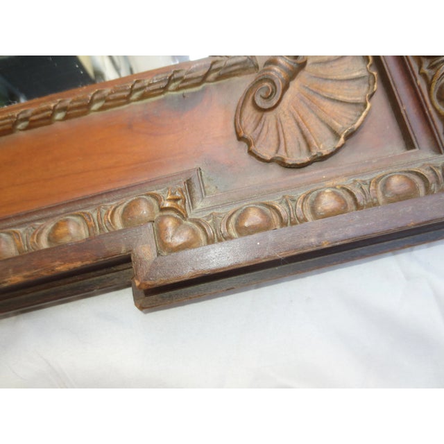 Burnt Umber Vintage 1910 Mirror Edwardian With Corner Block For Sale - Image 8 of 12