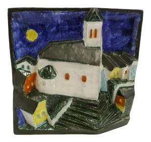 1960s Mid-Century Modern Cseko, Csekovszky Arpad, Hungarian Sculpture & Ceramist 3-D Pottery Wall Hanging