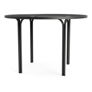 Brown Jordan Kantan Aluminum 42" Round Dining Table - Glass Top, Textured Pewter frame