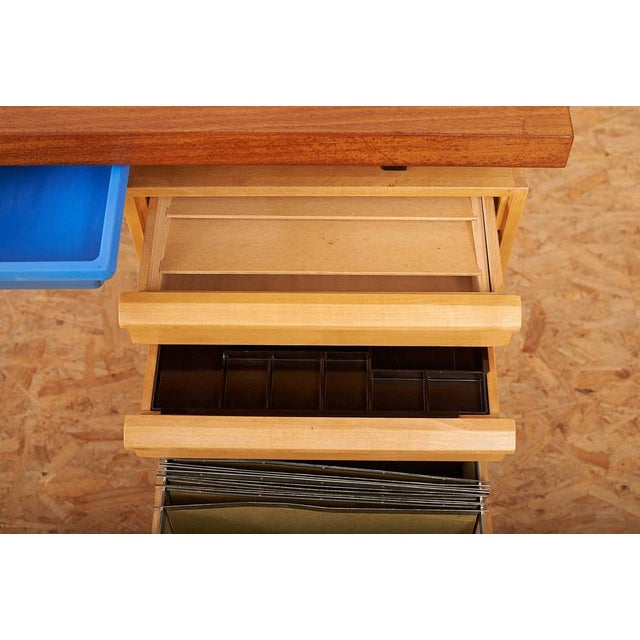 2-Part Model 10 Draft Desk with Drawers in Maple, & Teak Veneer Top from Wohnhilfe, 1956 For Sale - Image 12 of 16