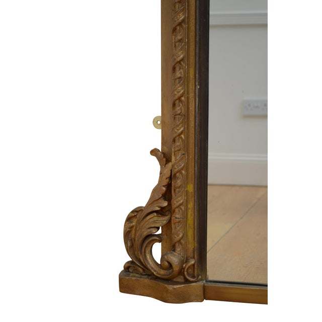 19th Century Antique Gilded Overmantel Arched Wall Mirror, 1860 For Sale - Image 5 of 15