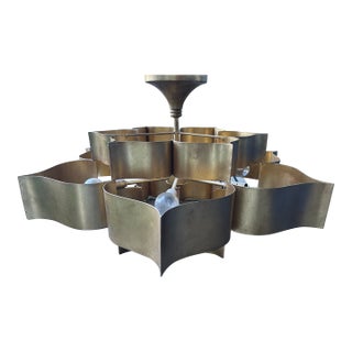Currey & Company Grand Lotus Large Gold Chandelier For Sale