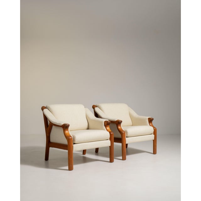 Pair of Danish Modern Bouclé Upholstered Armchairs, Antique, Denmark, Circa 1970 For Sale In Greensboro - Image 6 of 13