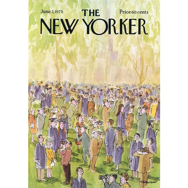 Original vintage New Yorker magazine cover dated June 2, 1975 featuring a Graduation theme. Based on an illustration by...