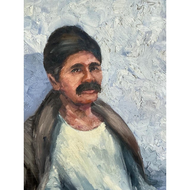 Mid-Century Modern Vintage Expressionist Impasto Portrait in Wood Frame For Sale - Image 3 of 16