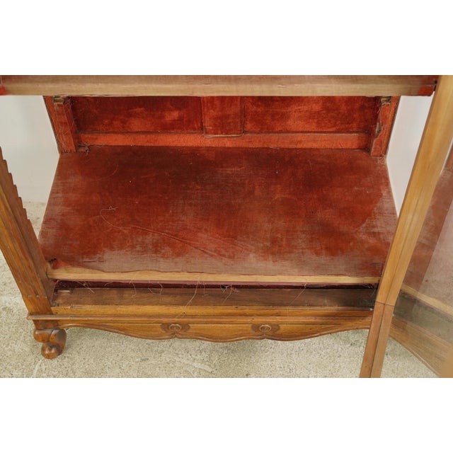 Brown Vintage European Beveled Glass Wood Vitrine For Sale - Image 8 of 16