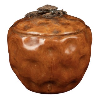 Carved Pear Wood Lidded Box with Bronze Crab by Aldo Tura, 1940 For Sale