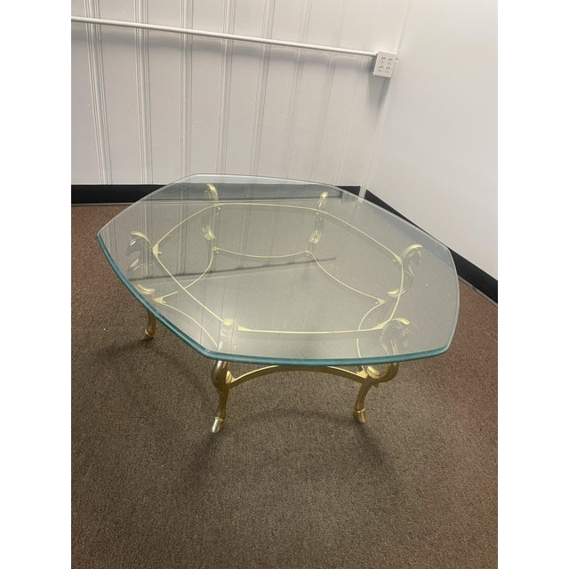 1970s Italian MCM Brass & Glass Seahorse Coffee Table For Sale - Image 11 of 11