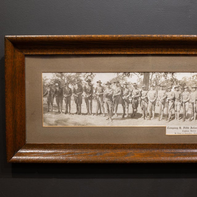 Antique Military Panoramic Photo in Original Walnut Frame c.1910 For Sale In San Francisco - Image 6 of 7