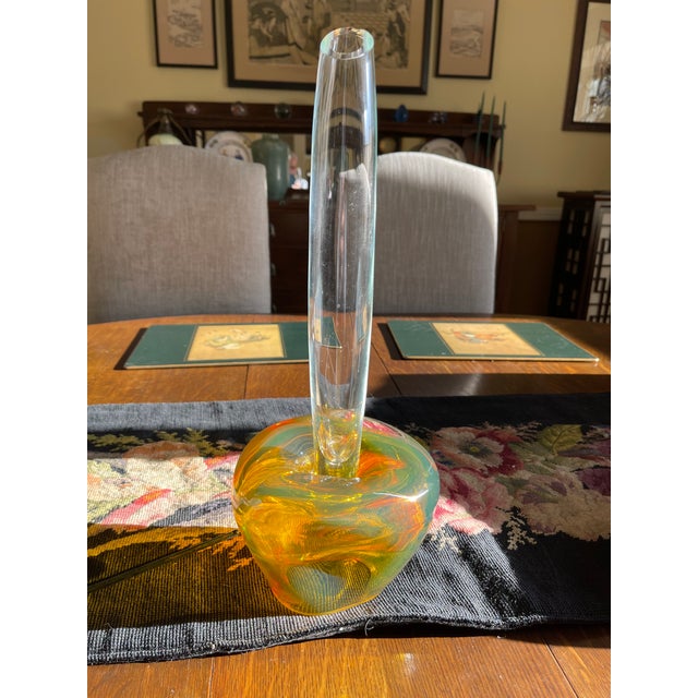 Rosenthal 1980s Rare Rosenthal Studio Line Germany Art Glass Amber Base and Clear Vase For Sale - Image 4 of 8