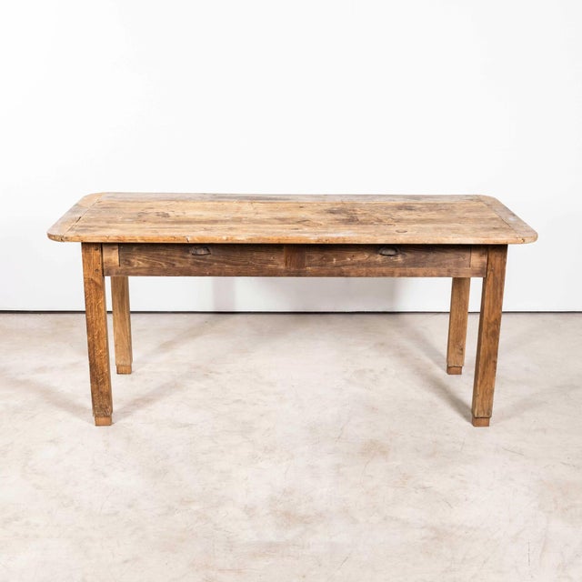 Vintage French Farmhouse Table in Scrubbed Pine, 1950s For Sale - Image 3 of 15
