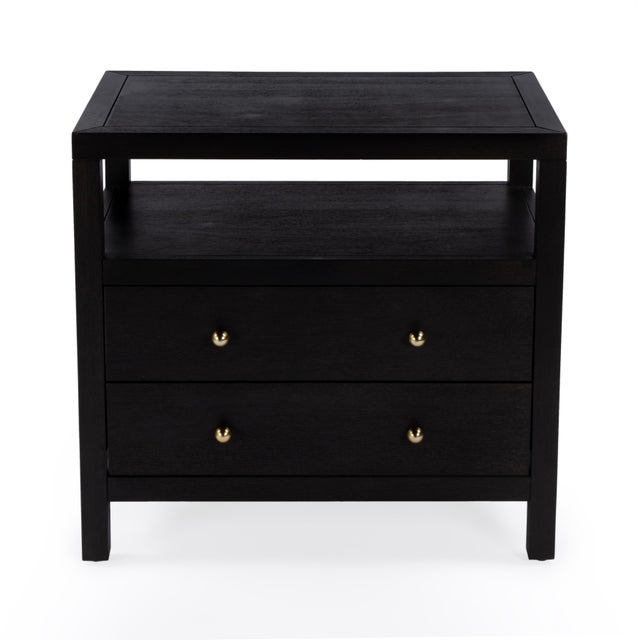 Nora 28 in. W Rectangular 2 Drawer Wide Nightstand with Open Shelf, Antique Coffee For Sale In Chicago - Image 6 of 11