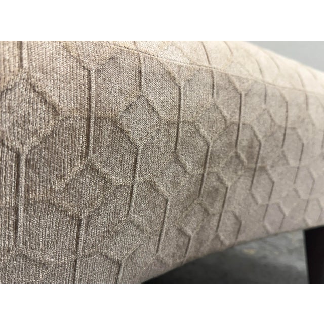 Custom Design Taupe Chenille Patterned Ottoman For Sale - Image 10 of 12