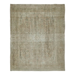 1970s Vintage Persian Handmade Wool Cotton Orange Area Rug For Sale